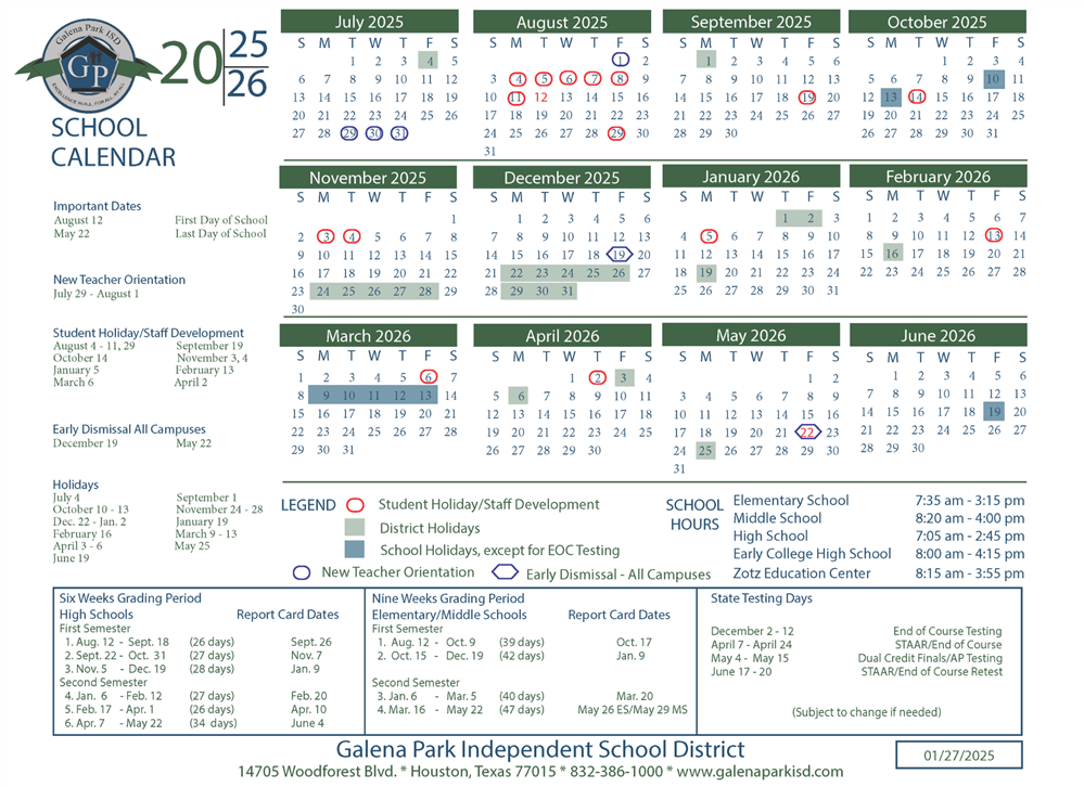   The 2025-2026 Academic Calendar is Official!